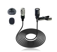 SEYUGOPTI Microfono Lavalier compatibile con Audio-Technica, microfono a condensatore unidirezionale con spina Hirose a 4 pin per insegnamento interviste Vlog, nero