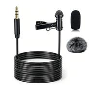 SEYUGOPTI Microfono Lavalier da bavero per DJI MIC 1/2 per trasmettitore wireless Rode GO II, jack da 3,5 mm a testa dritta omnidirezionale a condensatore cablato per intervista Vlog di YouTube