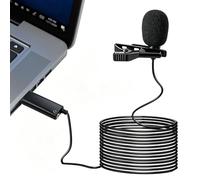 SEYUGOPTI Microfono lavalier USB da bavero, microfono da bavero con jack per cuffie, con jack per cuffie da 3,5 mm per YouTube, registrazione, giochi, podcast, Skype, PC/laptop