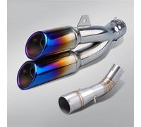SEYXF Tubo di Scarico per Moto per Benelli Leoncino 250 502c TRK502C Silenziatore di Scarico per Moto con Raccordo Centrale E Doppio Scarico(Blue)