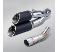 SEYXF Tubo di Scarico per Moto Silenziatore di Scarico per Moto in Acciaio Inox con Raccordo Centrale, Doppio Scarico per Benelli Leoncino 250 502c TRK502C(Silver Black)