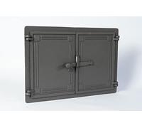 SEZAM doppia porta del forno per il pane in ghisa con chiavistello, porta del forno per la pizza - forno per il pane - porta del forno in pietra, 48 x 3 x 32,5 cm, pittura color grafite