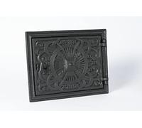 SEZAM Porta del forno decorativa in ghisa - con maniglia, porta del forno per il pane - porta del forno in pietra - porta del forno per pizza 25,7 x 4 x 32,5 cm - rettangolare, dipinto di nero