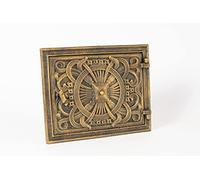 SEZAM Porta del forno decorativa in ghisa - con maniglia, porta del forno per il pane - porta del forno in pietra - porta del forno per pizza 25,7 x 4 x 32,5 cm - rettangolare, dipinto in oro antico