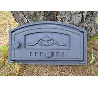 SEZAM Porta del forno in ghisa con regolazione dell'aria, porta del forno per pizza - forno per il pane - porta del forno in pietra, 48,2 x 6,5 x 27,5 cm - semicircolare, pittura color grafite