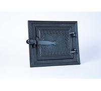 SEZAM Porta del forno in ghisa per caminetti - con fermo porta, porta del forno del pane - porta del forno in pietra - porta del forno a legna 25,2 x 3 x 21,5 cm - rettangolare, Dipinto di nero