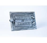 SEZAM Porta del forno in ghisa per caminetti - porta del forno per il pane - porta del forno in pietra - porta del forno per pizza 25,2 x 3 x 16,7 cm - Rettangolare, verniciato argento antico