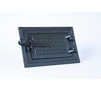 SEZAM Porta del forno in ghisa per caminetti - porta del forno per il pane - porta del forno in pietra - porta del forno per pizza 25,2 x 3 x 16,7 cm - Rettangolare, dipinto di nero
