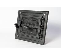 SEZAM Porta del forno in ghisa per camini con cordone di tenuta - con fermo porta, porta del forno per il pane - porta del forno a legna 30 x 7 x 32,5 cm - rettangolare, dipinto di nero