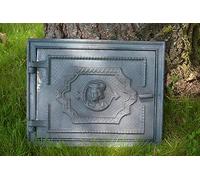 SEZAM Porta di ispezione massiccia per forni in ghisa, 32 x 3,5 x 25,5 cm, porta del camino, porta d'ingresso, per forni, stufe e caminetti, senza pittura