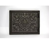 SEZAM Porta di ispezione massiccia per forni in ghisa, 32 x 3,5 x 25,5 cm, porta del camino, porta d'ingresso, per forni, stufe e caminetti, pittura nera