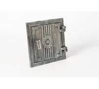 SEZAM Porta di ispezione per forni in ghisa 17 x 3,5 x 17 cm, porta del camino - ribalta - sportello di sgombero, per forni, forni e caminetti - verniciato argento antico