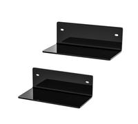 Sezanrpt 20 cm, piccole mensole da parete in acrilico, a parete, in acrilico, colore nero, per figurine, oggetti da collezione, piante, decorazioni, articoli da toeletta, profondità 10 cm, confezione