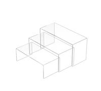 Sezanrpt Espositore acrilico Risers 3 pezzi, supporto rettangolare per display a 3 passi, supporto in acrilico trasparente per collezionisti, negozio di marca, vendita al dettaglio, scarpe, borse,