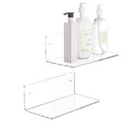 Sezanrpt Mensola trasparente da 20 cm, per parete, in acrilico, piccola mensola, organizer da parete per la casa, decorazione della stanza, risparmio di spazio, profondità 10 cm, confezione da 2