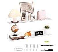 Sezanrpt Mensole galleggianti lunghe e trasparenti da 76 cm da parete, scaffalatura da parete in acrilico per piante, radio, funko pop, libri, cornici per foto, orologio, cosmetici, articoli da