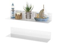 Sezanrpt Mensole in acrilico bianco, 40 cm, da parete, per cucina, sala da pranzo, soggiorno, camera da letto, bagno, confezione da 2