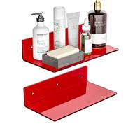 Sezanrpt Mensole piccole da parete rosse da 30,5 cm, mensole da bagno in acrilico per parete, mensole galleggianti per soggiorno, mensole Funko Pop, confezione da 2