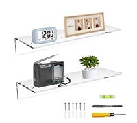 Sezanrpt Ripiani in acrilico per camera da letto, mensole da parete, per oggetti da collezione, Funko Pop, altoparlanti, piante, confezione da 2