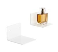Sezanrpt Set di 2 mensole da parete bianche da 10 cm, piccole mensole galleggianti in acrilico per altoparlanti, piante, orologio digitale, telecamere di sicurezza, Heavy Duty, confezione da 2