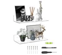 Sezanrpt Set di 2 ripiani in acrilico trasparente da 38 cm per camera da letto, collezione, funko pop, altoparlanti, piante