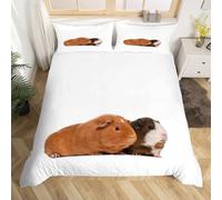 Sezhiqeu Set Copripiumino Singolo Bambini Porcellini D'india Carini, Biancheria da Letto Porcellini D'india in Microfibra Morbida, 3d Copripiumino 155x200 cm e 2 Federe con Cerniera a.3042