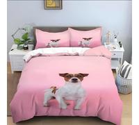 Sezhiqeu Set Copripiumino una Piazza e Mezza Jack Russel Terrier, Biancheria da Letto Animale Domestico Del Cane in Microfibra Morbida, 3d Copripiumino 200x200 cm e 2 Federe con Cerniera E-4905