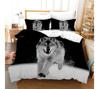 Sezhiqeu Set Copripiumino una Piazza e Mezza Lupo, Biancheria da Letto Animali Selvaggi in Microfibra Morbida 3d, Copripiumino 200x200 cm e 2 Federe con Cerniera B-1215