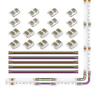SEZO Kit di Connettori per Strisce LED COB RGBCCT 6PIN 12mm 18 pezzi Pannello Trasparente Senza Saldatura, per Bordo a Bordo o per Cavi + 5 Cavi di Prolunga da 15cm