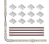 SEZO Set di Connettori angolari a LED SMD 2 pin 12 pezzi 10mm trasparente senza fili senza saldatura senza fili per lavagna/scheda per cavi + 4 cavi di prolunga da 15cm 22 AWG