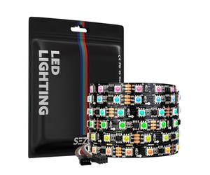 SEZO WS2811 - Striscia LED RGB IC 5 m, 60 LED/M, DC12 V, 100 pixel indirizzabili, larghezza 10 mm, colore da sogno, barra luminosa, fili in lega, IP30, non impermeabile, PCB nero, per decorazione di