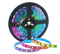 SEZO WS2812B ECO 5M 300LEDs DC5V Tira de LED Direccionable Individualmente SMD5050 300 Pixel Dream Color Programable Tira de luz LED Flexible IP65 Impermeable Negro PCB (WS2812E)