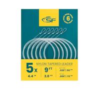 SF 6 leader conici pre-legati ad anello per pesca a mosca, pesca alla trota, in nylon, 2,4 m, 5X