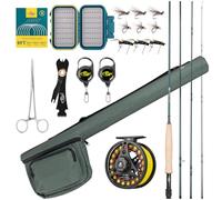 SF Combinazione Canna da Pesca a Mosca 5WT 9FT Verde Smeraldo 24T Canna in Carbonio Con Mulinello, Custodia, Scatola per Mosche Con Mosche, Terminale Conico, Strumenti per Legare i Nodi