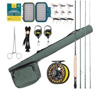 SF Combinazione Canna da Pesca a Mosca 6WT 9FT Verde Smeraldo 24T Canna in Carbonio Con Mulinello, Custodia, Scatola per Mosche Con Mosche, Terminale Conico, Strumenti per Legare i Nodi