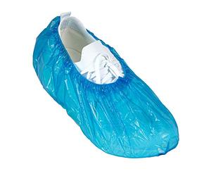 SF - Copriscarpe in PE 100 pezzi, usa e getta, impermeabile, in materiale CPE, blu