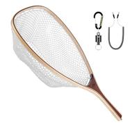 SF Fly Fishing Landing Soft Rubber Mesh Trout Catch and Release Net with Black Magnetic Net Release Combo Kit (Clear A Combo Small Holes)