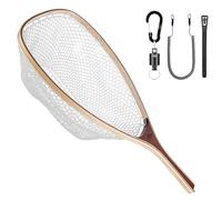 SF Fly Fishing Landing Soft Rubber Mesh Trout Catch and Release Net with Black Magnetic Net Release Combo Kit (Clear A Combo Small Holes)