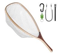 SF Fly Fishing Landing Soft Rubber Mesh Trout Catch and Release Net with Green Magnetic Net Release Combo Kit (Clear A Combo Small Holes)