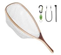 SF Fly Fishing Landing Soft Rubber Mesh Trout Catch and Release Net with Green Magnetic Net Release Combo Kit (Clear A Combo Small Holes)