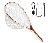 SF Guadino da pesca a mosca con telaio in legno in gomma morbida con foro piccolo, rete da pesca alla trota, kit combinazione di cattura e rilascio con magnete nero/una rete e un magnete