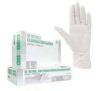 SF Guanti Nitrile L Bianchi - 100 Guanti Monouso Resistenti e Professionali, Senza Lattice e Senza Polvere
