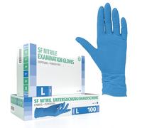 SF Guanti Nitrile L Blu - 100 Guanti Monouso Resistenti e Professionali, Senza Lattice e Senza Polvere