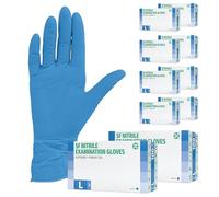 Guanti in Nitrile, 1000 pezzi 10 scatole (L, Blu), guanti da visita monouso, senza polvere e lattice, non sterile, guanti per la pulizia, cucina sanitaria, tatuaggio, medico, manipolazione degli alime