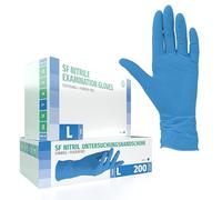 SF Guanti Nitrile L Blu - 200 Guanti Monouso Resistenti e Professionali, Senza Lattice e Senza Polvere