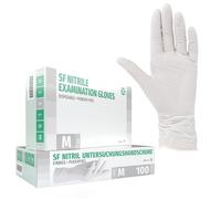 SF Guanti Nitrile M Bianchi - 100 Guanti Monouso Resistenti e Professionali, Senza Lattice e Senza Polvere