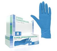 SF Guanti Nitrile M Blu - 200 Guanti Monouso Resistenti e Professionali, Senza Lattice e Senza Polvere
