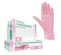 SF Guanti Nitrile M Rosa - 100 Guanti Monouso Resistenti e Professionali, Senza Lattice e Senza Polvere