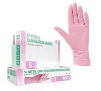 SF Guanti Nitrile S Rosa - 100 Guanti Monouso Resistenti e Professionali, Senza Lattice e Senza Polvere