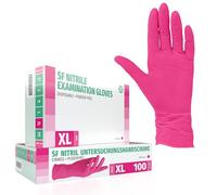 SF Guanti Nitrile XL Magenta - 100 Guanti Monouso Resistenti e Professionali, Senza Lattice e Senza Polvere